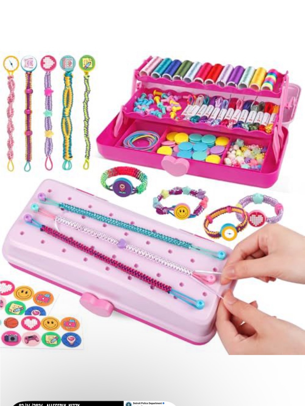 Kids Bead and Friendship Bracelet Maker Kit - Pink
